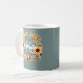Trendy Elegant Waterverf Bloemen Monogram Koffiemok (Voorkant links)