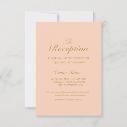 Trendy Elegant Wedding Reception Enclosure Card RSVP Kaartje (Voorkant)