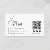 Trendy Elegant White Haarstylist Foto QR Code Visitekaartje (Achterkant)