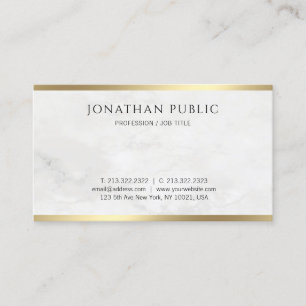 Trendy Elegant White Marble Modern Gold Sjabloon Visitekaartje