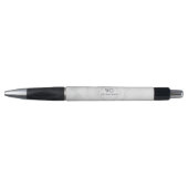 Trendy Elegant White Marble Monogram Design Pen (Voorkant)