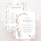 Trendy Elegant Wildflower Bloemen Details Huwelijk Kaart