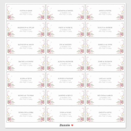 Trendy Elegant Wildflower Floral Guest Address Sticker (Vel)