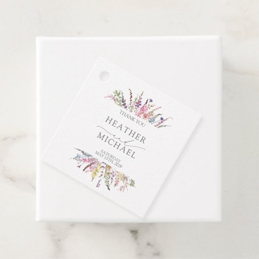 Trendy Elegant Wildflower Floral Wedding Bedankjes Labels (In situ)