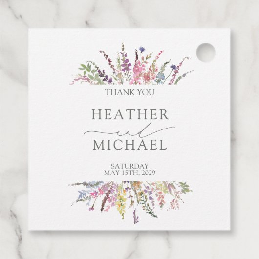 Trendy Elegant Wildflower Floral Wedding Bedankjes Labels (Achterkant)