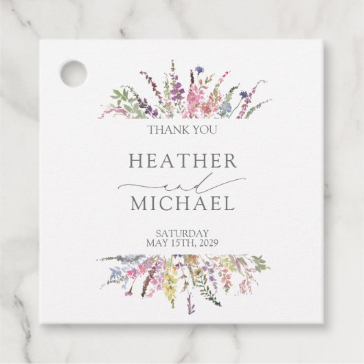 Trendy Elegant Wildflower Floral Wedding Bedankjes Labels (Voorkant)