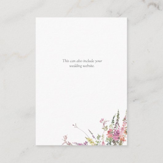 Trendy Elegant Wildflower Floral Wedding Details Informatiekaartje (Achterkant)