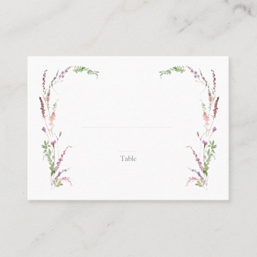 Trendy Elegant Wildflower Floral Wedding Escort Plaatskaartje (Voorkant)