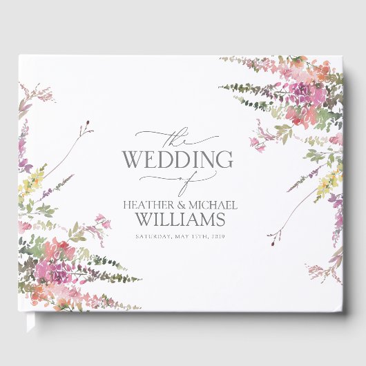 Trendy Elegant Wildflower Floral Wedding Gastenboek (Voorkant)