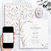 Trendy Elegant Wildflower Floral Wedding Kaart