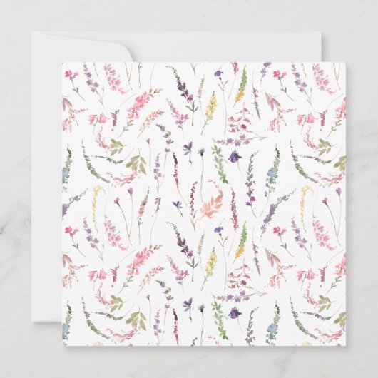 Trendy Elegant Wildflower Floral Wedding Kaart (Achterkant)