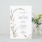 Trendy Elegant Wildflower Floral Wedding Menu (Staand voorkant)
