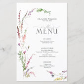 Trendy Elegant Wildflower Floral Wedding Menu (Voorkant)