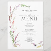 Trendy Elegant Wildflower Floral Wedding Menu (Voorkant)