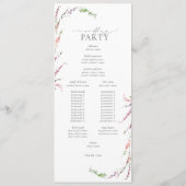 Trendy Elegant Wildflower Floral Wedding Programmakaart (Achterkant)