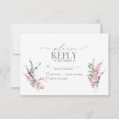 Trendy Elegant Wildflower Floral Wedding RSVP (Achterkant)