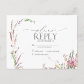 Trendy Elegant Wildflower Floral Wedding RSVP Uitnodiging Briefkaart (Voorkant)