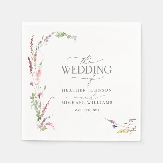 Trendy Elegant Wildflower Floral Wedding Servet (Voorkant)