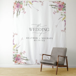 Trendy Elegant Wildflower Floral Wedding Wandkleed