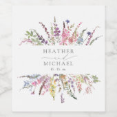 Trendy Elegant Wildflower Floral Wedding Wijn Etiket (Enkel label)