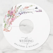 Trendy Elegant Wildflower Floral Wedding Wijnglaslabel (Achterkant)