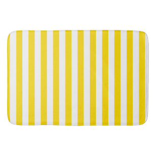 Trendy Elegant Yellow White Stripes Modern Badmat