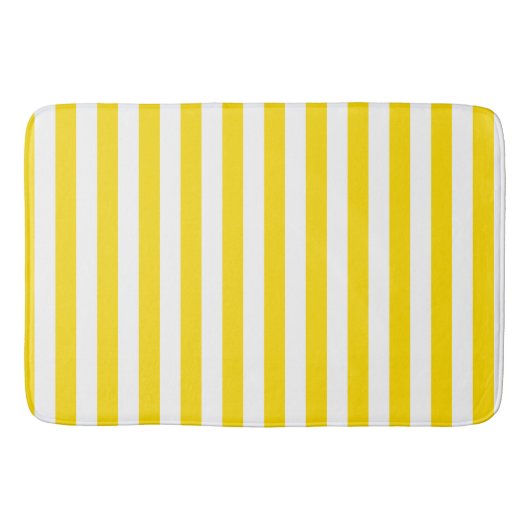 Trendy Elegant Yellow White Stripes Modern Badmat (Voorkant)