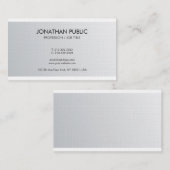 Trendy Elegant Zilver Look Luxe Premium Linnen Visitekaartje (Voorkant / Achterkant)