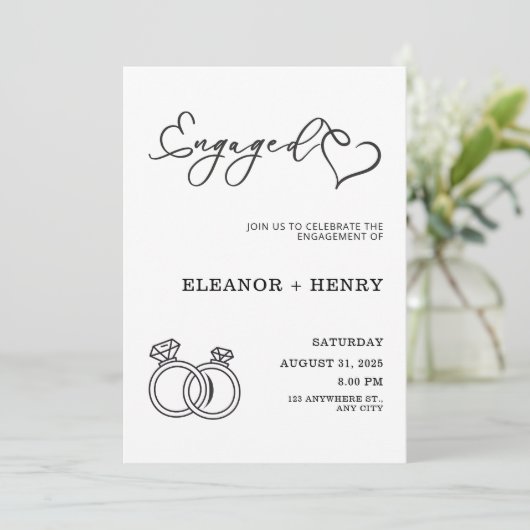 Trendy Elegant zwart-wit minimalist Kaart (Staand voorkant)