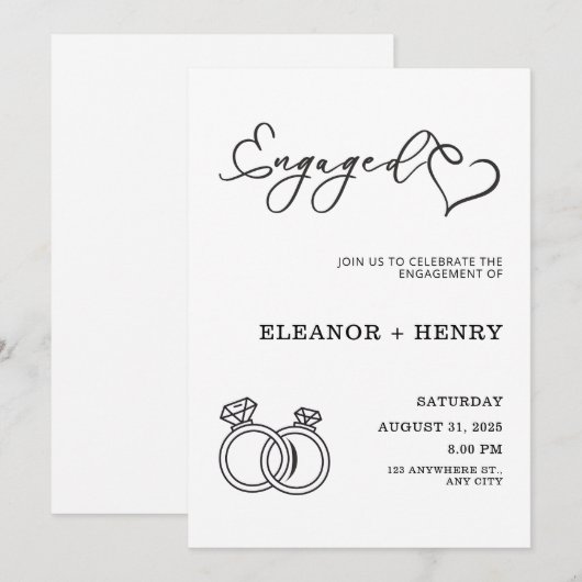 Trendy Elegant zwart-wit minimalist Kaart (Voorkant / Achterkant)