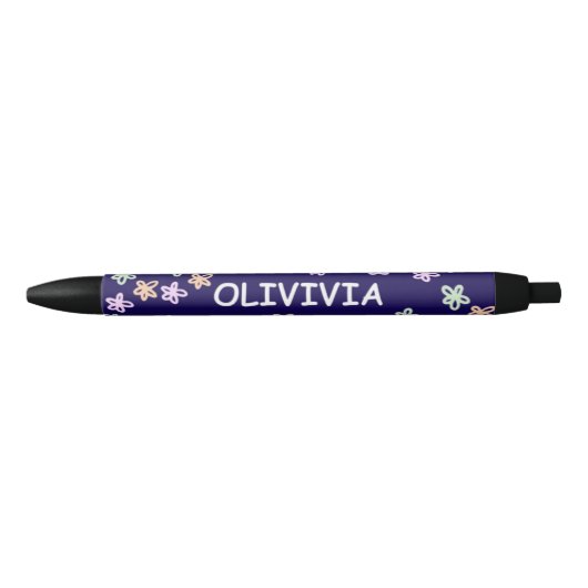 TRENDY Elegante Blauwe Bloem PATROON Pen (Voorkant)