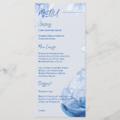 Trendy Elegante Blauwe Bloemen Trouwfeest Menu (Voorkant)