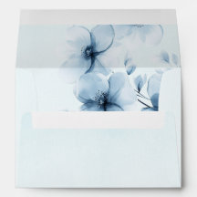 Trendy Elegante Blauwe Bloemige Trouwuitnodiging