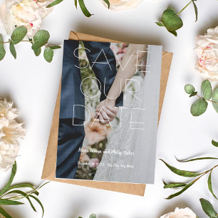 Trendy elegante eenvoudige verloving foto bruiloft kaart