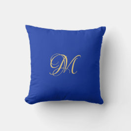 Trendy Elegante Effen Koninklijk Blauwe Naam Monog Kussen