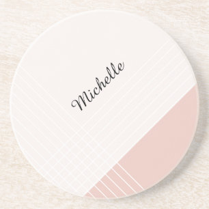 Trendy Elegante Geometrische Chic Op Blush En Roze Zandsteen Onderzetter