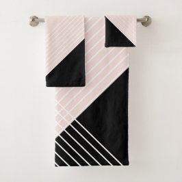 Trendy Elegante Geometrische Chic Op Roze En Zwart Bad Handdoek