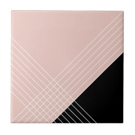 Trendy Elegante Geometrische Chic Op Roze En Zwart Tegeltje