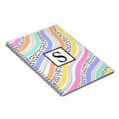 Trendy Elegante Geometrische Retro Golven Regenboo Notitieboek (Rechterzijde)