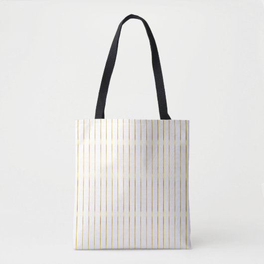 Trendy Elegante Glamour Moderne Faux Gold Stripes Tote Bag (Voorkant)