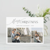 Trendy Elegante Kerstfoto Feestdagenkaart (Staand voorkant)