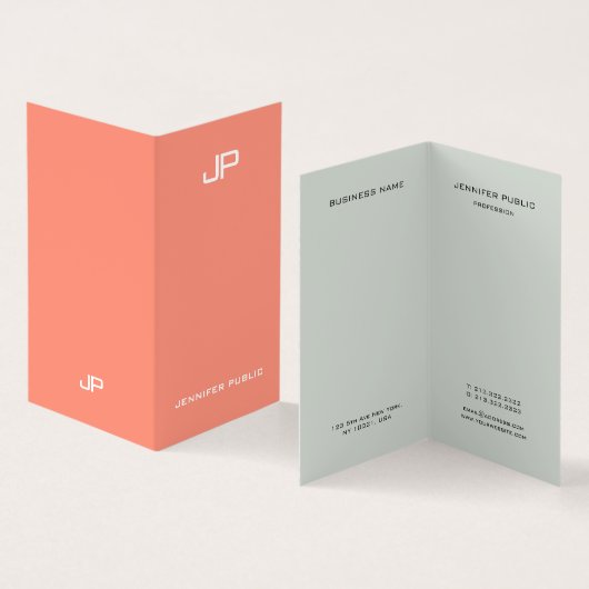 Trendy Elegante Kleuren Monogram Sjabloon Modern Visitekaartje (Binnen en buitenkant)