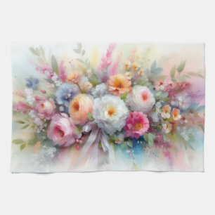 Trendy Elegante Kleurrijke Waterverf Aquarel Bloem Theedoek