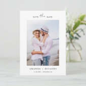 Trendy Elegante Minimalistische Fototrouwfoto Save The Date (Staand voorkant)
