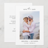 Trendy Elegante Minimalistische Fototrouwfoto Save The Date (Voorkant / Achterkant)