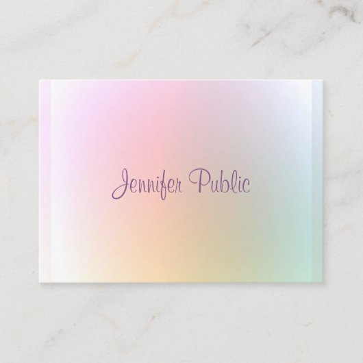 Trendy Elegante Moderne Kleurrijke Sjabloon Script Visitekaartje (Voorkant)