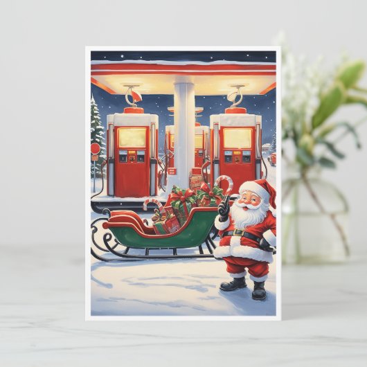 Trendy elegante moderne niet-foto Santa Claus Feestdagenkaart (Staand voorkant)