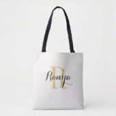 Trendy Elegante Monogram Tas | Gepersonaliseerde T (Voorkant)