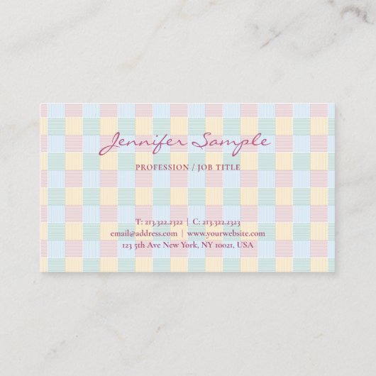 Trendy Elegante Pastel Kleuren Modern Eenvoudig On Visitekaartje (Achterkant)
