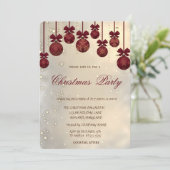 Trendy Elegante Rode Kerstballen, Kerstmispartij Kaart (Staand voorkant)